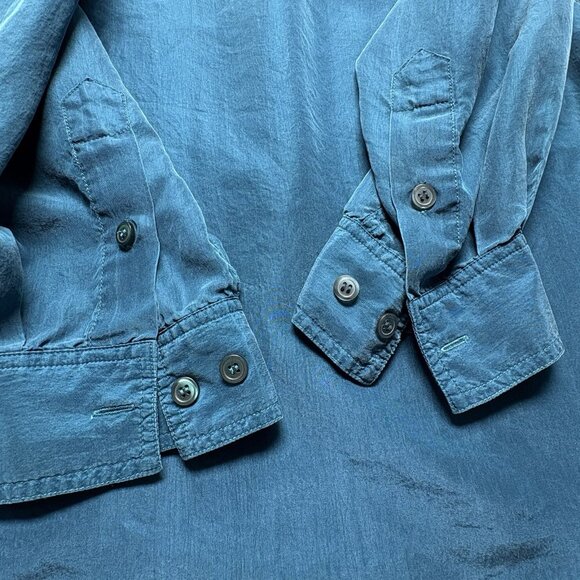 EUROPEAN CONCEPTS Men Silk Top Long Sleeve Button Front Sz L Green Luxury 8-15 - Picture 6 of 11